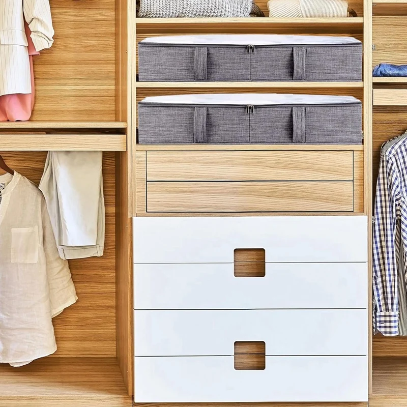 Ящик для хранения под кроватью 50 л с крышкой складной ящик из льна прочными