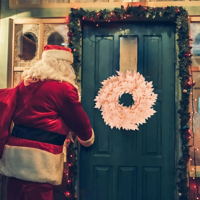 

Christmas Artificial Garlands Window Wall Pink Bodhi Leaf Door Wreaths Front Door Simulation Hanging Wreaths Home Ornaments