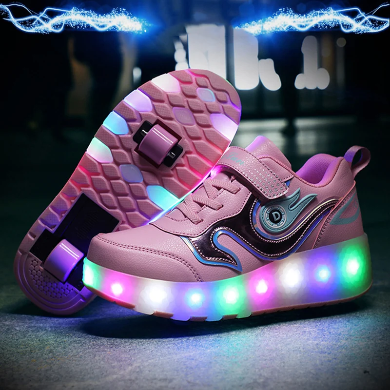 

Roller Skate Dual Wheel USB Charging Glowing Boys Girls Roller Skates Students Outdoor Sports LED Lights Flashing Fashion Boots