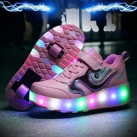 roller skate dual wheel usb charging glowing boys girls roller skates students outdoor sports led lights flashing fashion boots