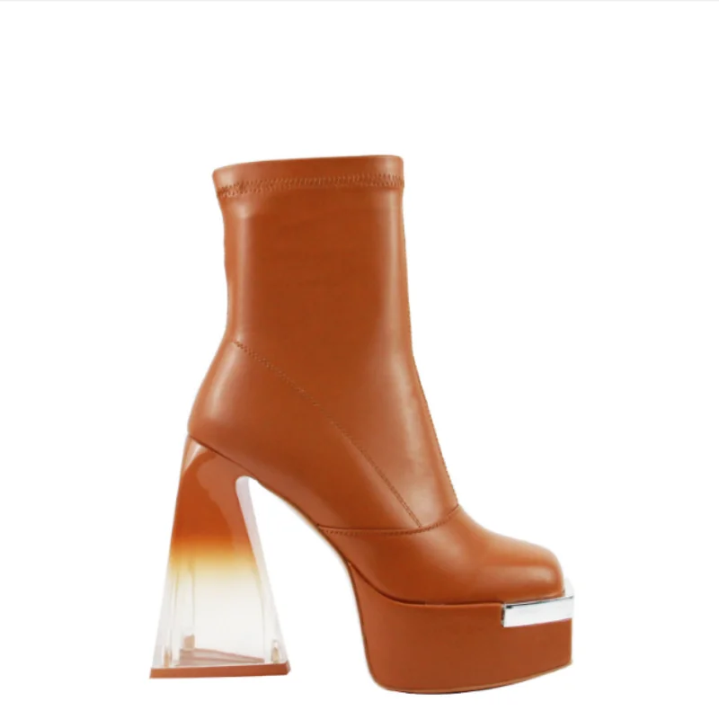 

Женские зимние теплые ботинки на платформе, с квадратным носком, размеры до 45