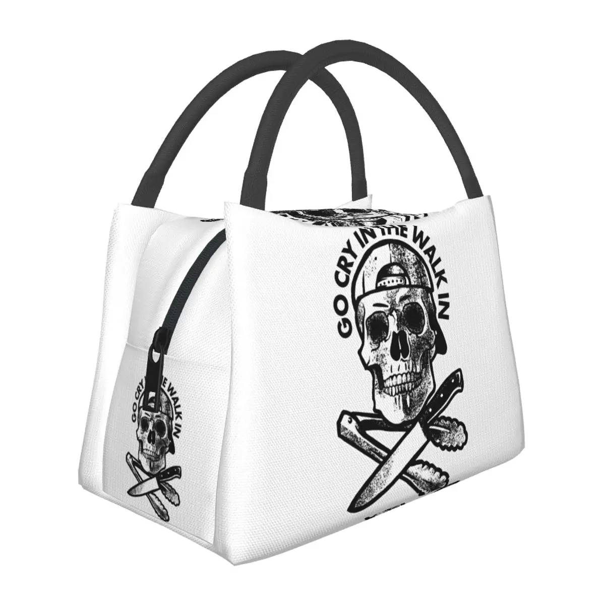 

Go Cry In The Walk In Lunch Bag Skull Chef Vintage Lunch Box School Portable Insulated Cooler Bag Print Thermal Tote Handbags