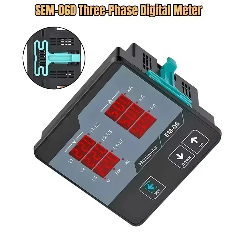 Фото Трехфазный цифровой измеритель SEM-60D/100D/250D с кольцевыми датчиками, светодиодный дисплей, измерение напряжения и тока, корпус из АБС-пластика №1