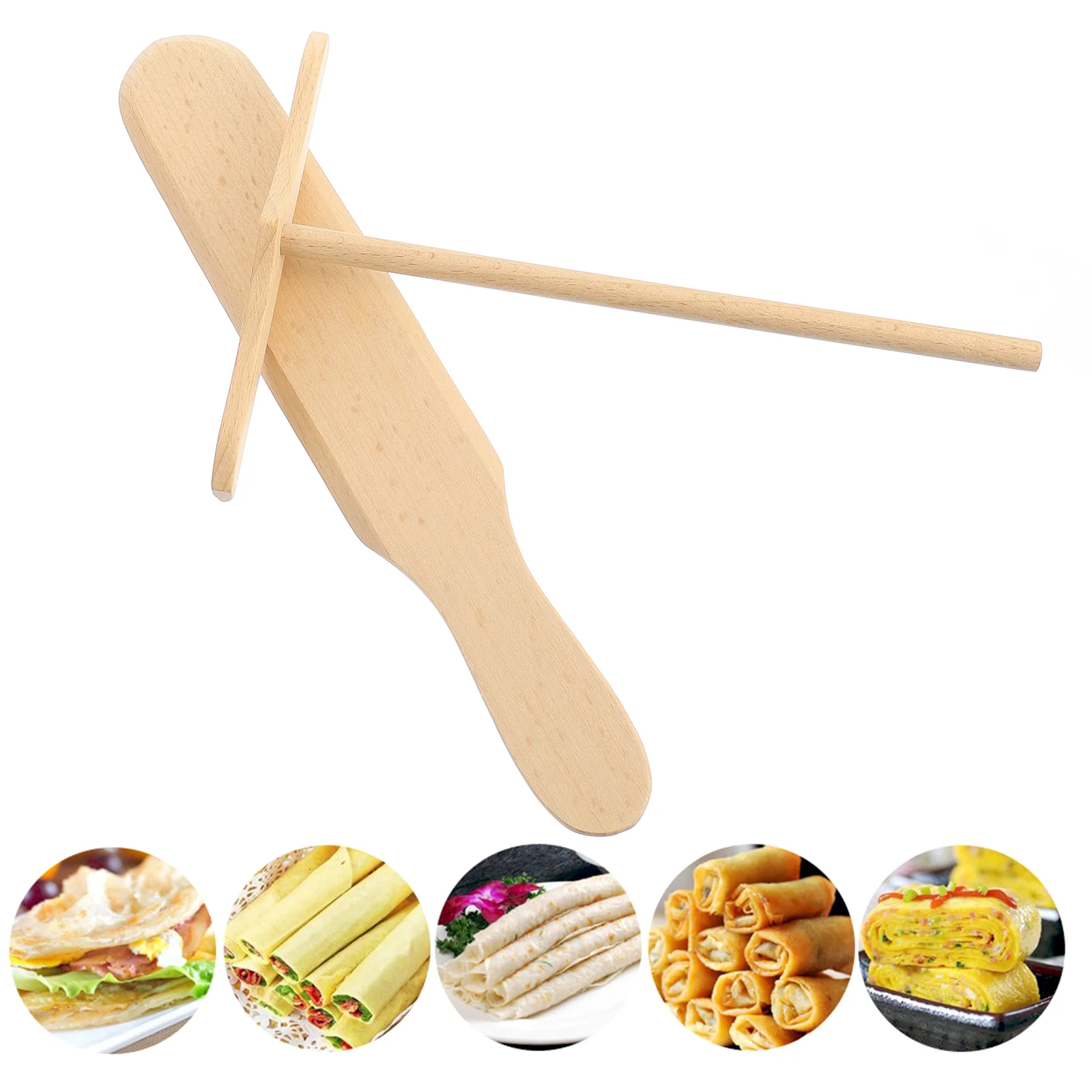 

Crepe Spreader Spatula Tool Wooden Scraper Pancake Maker Tools Pan Batter Utensils Making Stick Rake T Turner Dough Shaped