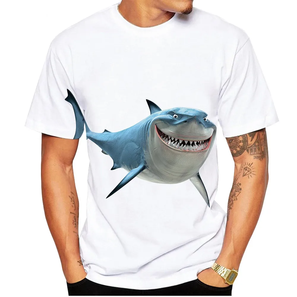 

Футболка мужская с 3D-принтом акулы, короткий топ с принтом, лето