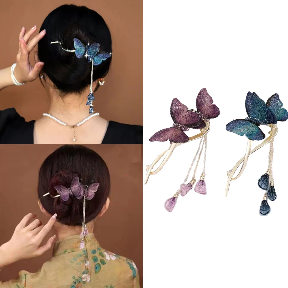 

Fashion Hair Accessories Hair Accessories Hair Bands Double Butterfly Hair Clip Butterfly Hairpins Embroidered Twist Clip
