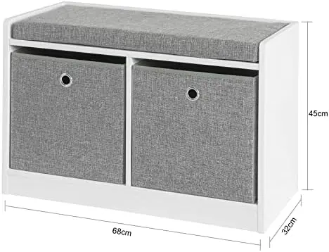 

3 Baskets Hallway Storage Bench, Shoe Bench Shoe Shoe Cabinet with Seat Cushion