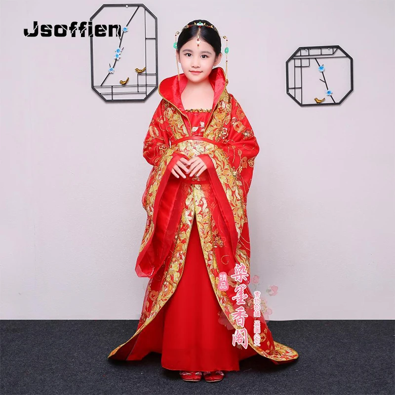 Trailing Chinese Traditional Hanfu Dress for Girl Ancient Princess Cosplay Costume Kids Oriental Tang Suit Beatiful Fairy Outfit