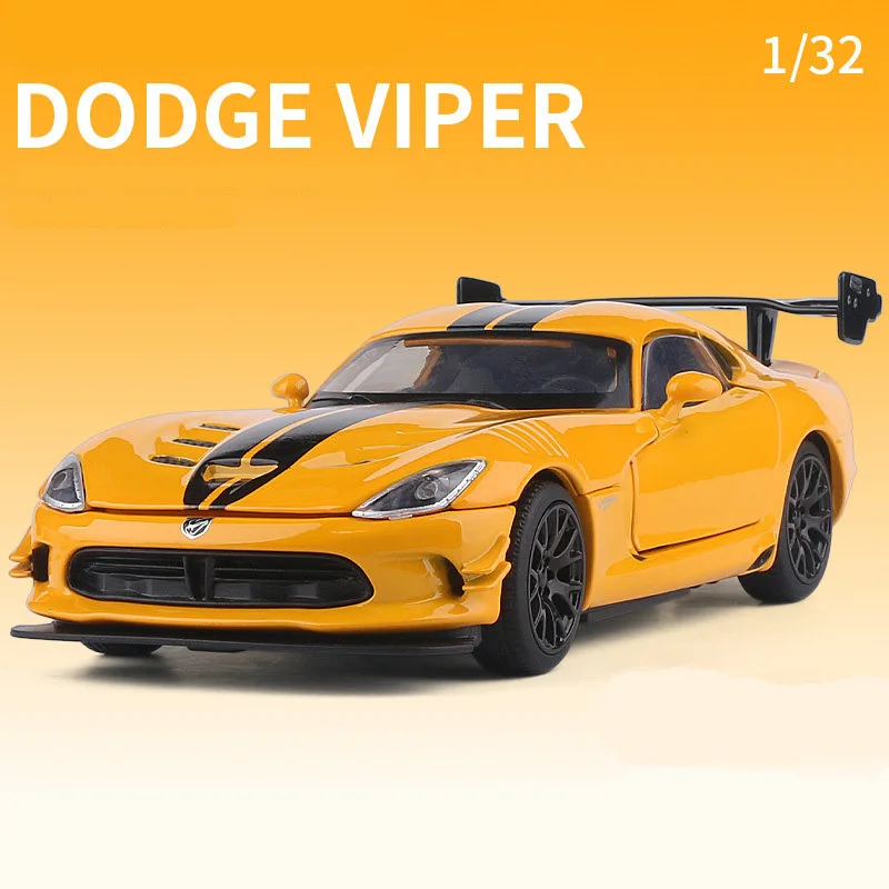 

1:32 Diecast Toy Model Dodge Viper ACR Car Sound & Light Doors Openable Educational Collection Gift For Kid