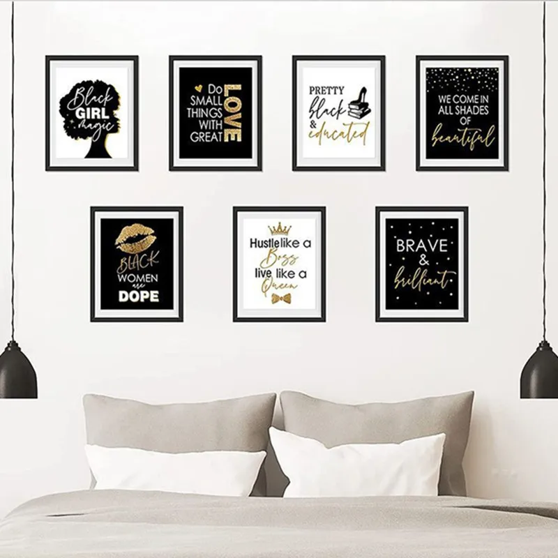 

Black Trendy Wall Art Print Sexy Lip Eyelash Poster Inspirational Quotes Picture For Living Room Bedroom Home Décor