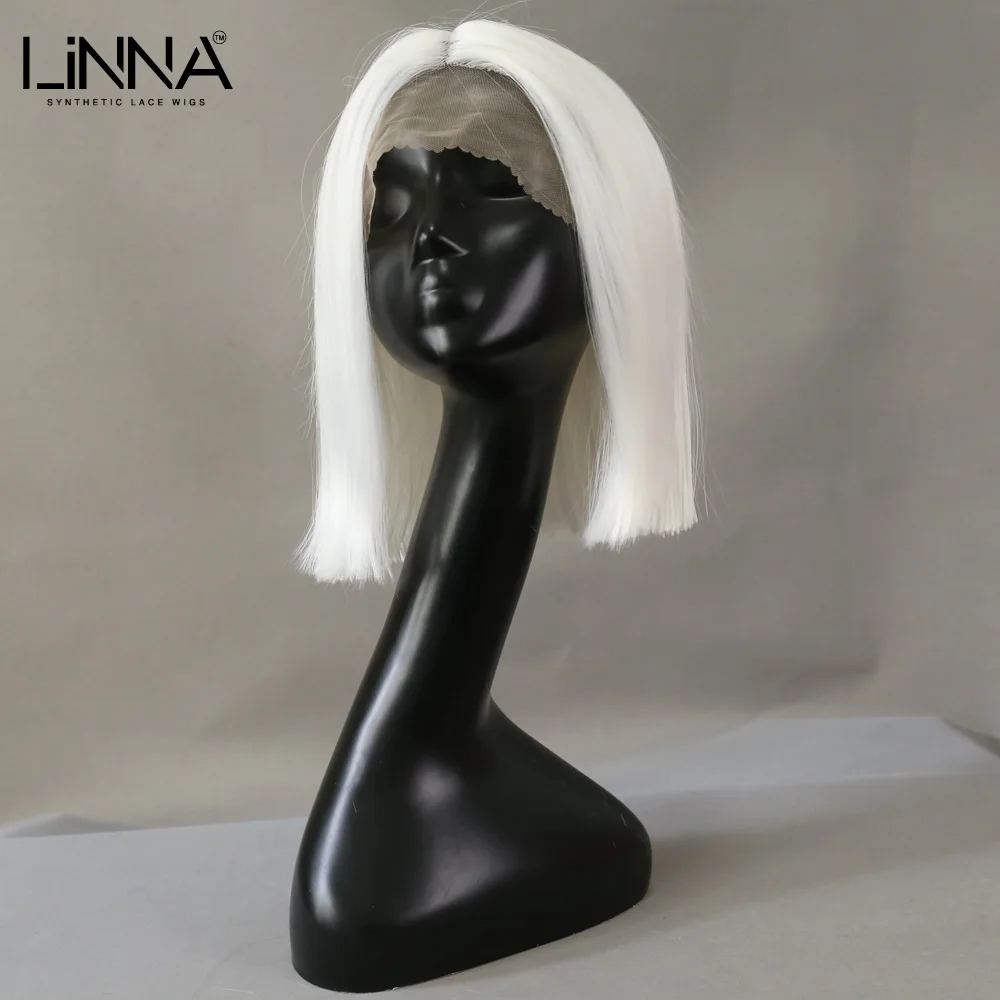 

Парик LINNA женский синтетический, кружевные прямые волосы белого цвета, для повседневной вечеринки, Косплея
