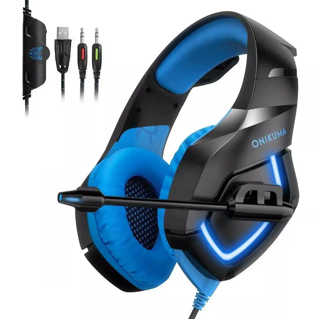 Wired LED Headset Gamer Comfortable Gaming Headphones with HD Mic Adaptive Head Beam Headphones for PS4 Switch Xbox One