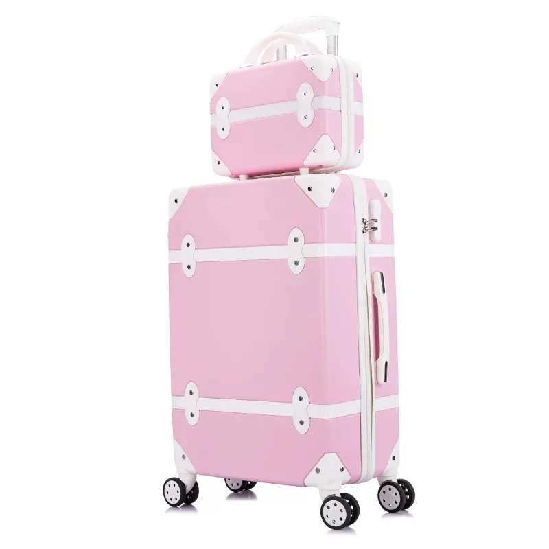 

Carrylove women spinner abs retro luggage 20"22"24"26" trolley bag vintage suitcase set on wheels