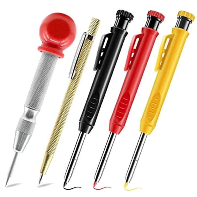 

Woodworking Pencil Set With Center Punch And Carbide Marker Solid Deep Hole Marking Pencils For Architect Studio Promotion