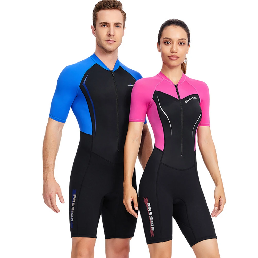 

1.5mm Neoprene Wetsuits Women Men Swimwears Diving Suits Short Sleeves Ladies One Piece Surf Snorkeling Surfing Sport Swimsuit
