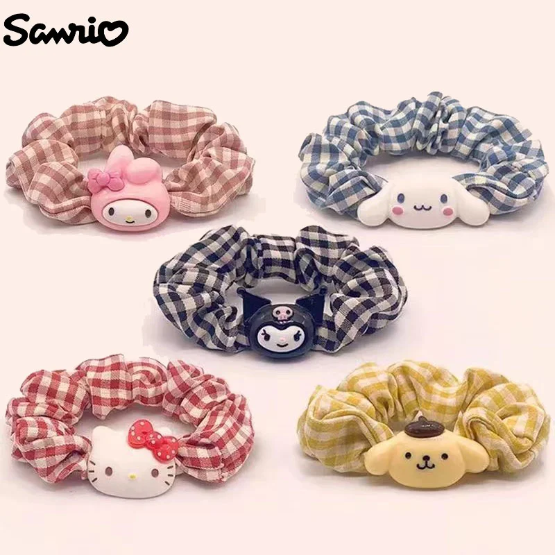 

5PCS Sanrio Hello Kitty Large Intestine Hair Band New Ins Kawaii Cartoon My Melody Kuromi Women Sweet Rubber Bands Accessories
