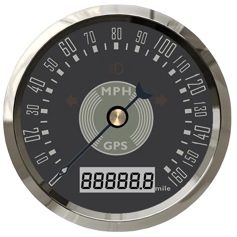 Ретро-классический GPS-спидометр 85 мм с антенной для автомобиля, яхты, универсальный, 160-200 кмч (mph) (art.: 3920dc566dd72) - 3920dc566dd72