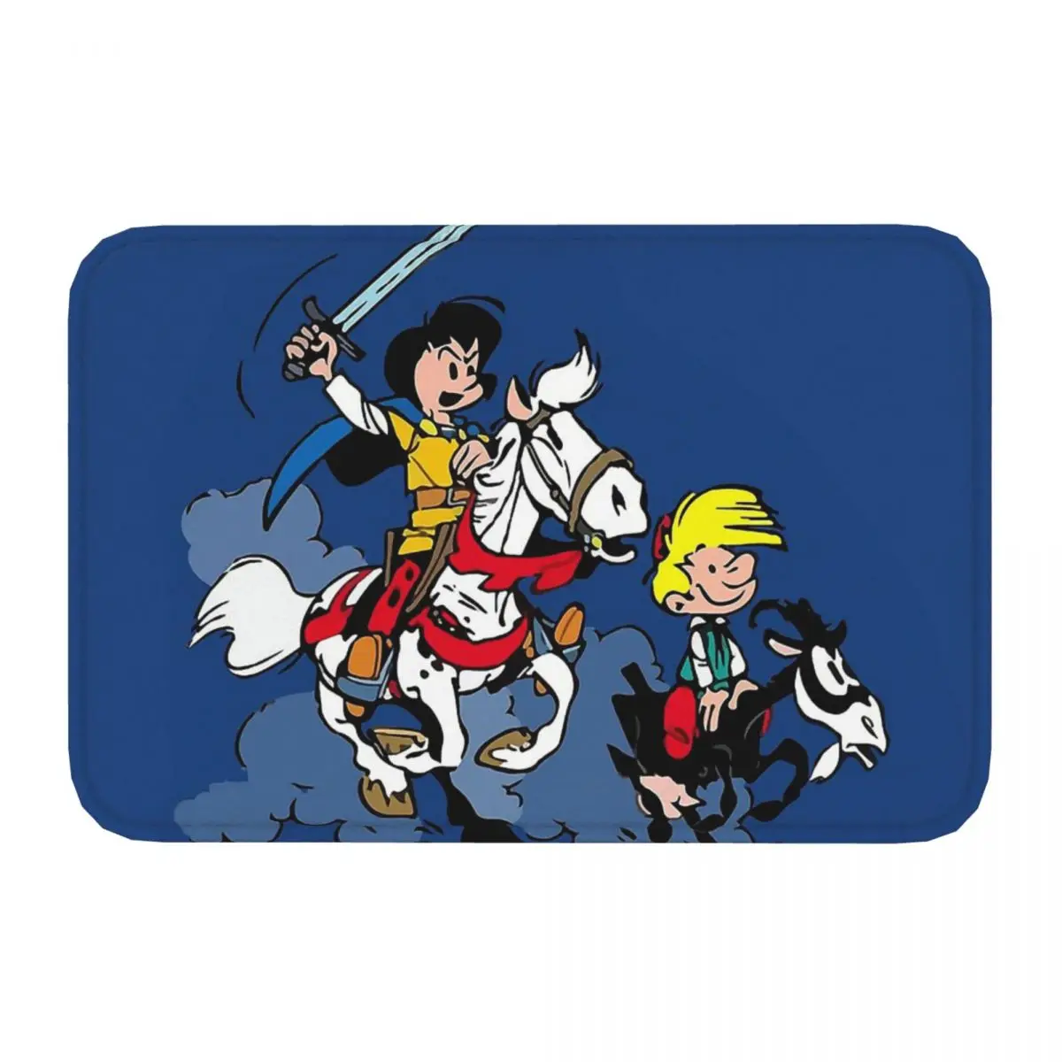 

Belgium Comic Bathroom Mat Johan Et Pirlouit Johan And Peewit Blue Doormat Kitchen Carpet Outdoor Rug Home Decor