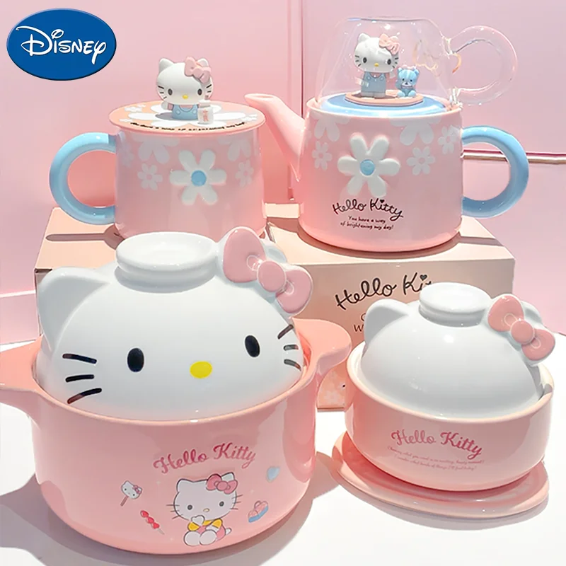 Sanrio Hello Kitty Симпатичная простая мультяшная керамическая чашка кавайная для воды