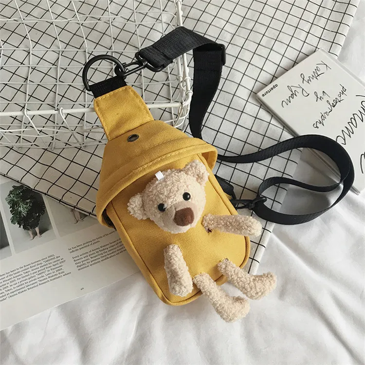 

Girl Bag 2022 New Bear Bag Canvas Chest Bag Net Red Lovely Student Messenger Bag Personalized Waist Bag Fashion