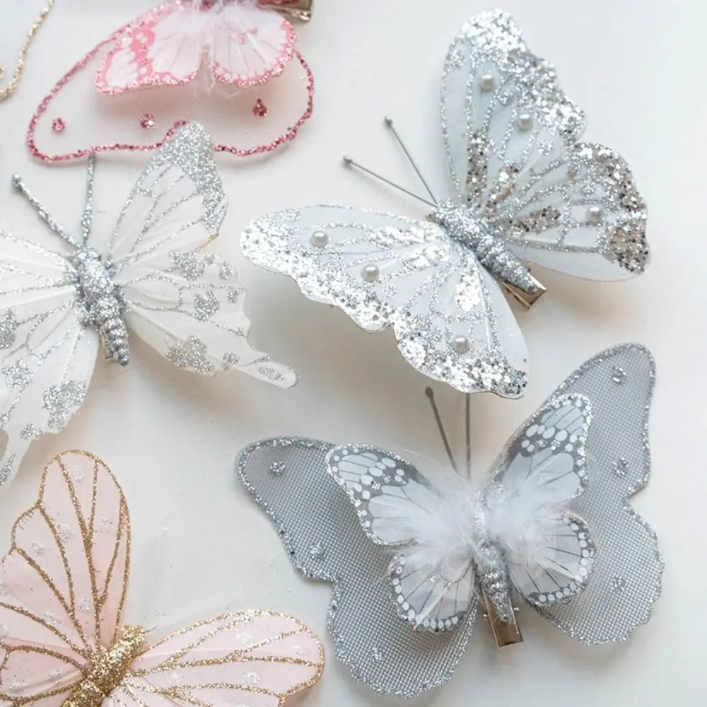 3/6 шт. разноцветные блестящие имитационные зажимы-бабочки украшение для