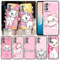 cartoon pink marie cat for xiaomi redmi k40 gaming k30 9i 9t 9a 9c 9 8a 8 go s2 6 6a 5a 5 pro prime capa black phone case