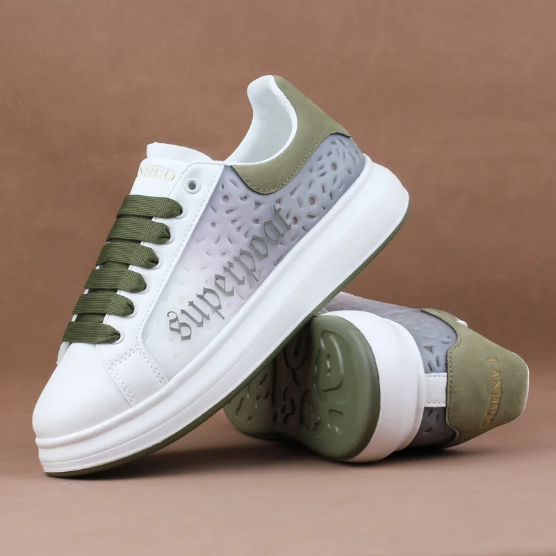 

2023 new couple thick-soled small white shoes women's inner heightening muffin cake bottom gray tail casual sneakers men's runni