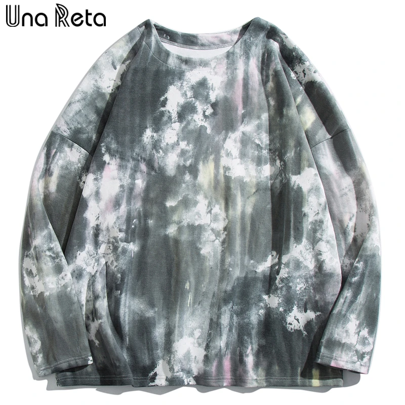 

Хлопковая футболка для пары с галстуком-бабочкой Una Reta, Весенняя Мужская футболка в стиле Харадзюку в стиле хип-хоп с длинными рукавами, Уличная Повседневная футболка большого размера