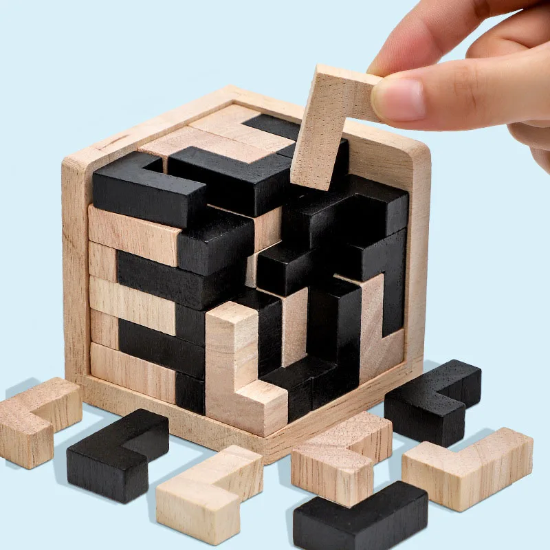 

Креативный 3D Деревянный Куб-головоломка Ming Luban, соединяющиеся обучающие игрушки для детей, Детский мозговик, раннее искусство