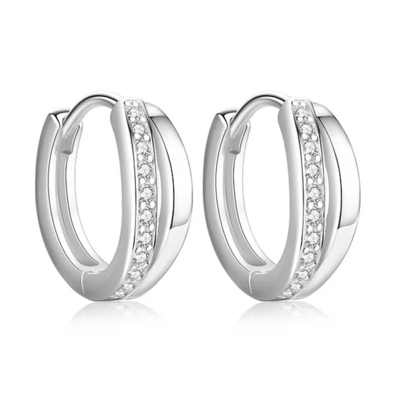 

Gorgeous Zircon Hoop Earrings Staggered Hollow Out Women Girls Charm Diamond Silver Stud Earrings Party Crystal Jewelry Gifts