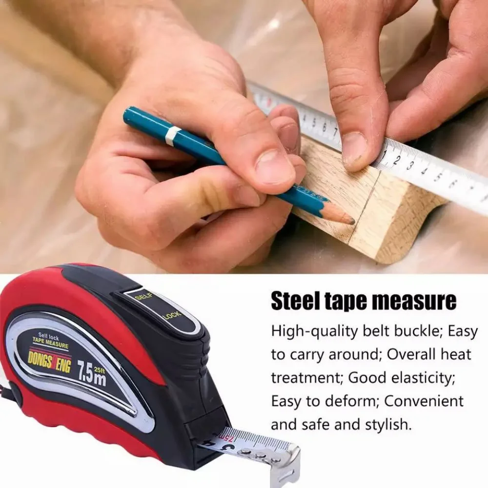 

Work Roll Self Lock Retractable Woodworking Measurement Automatic Wrist Strap Steel Tape Measure Portable Inch Metric Tools
