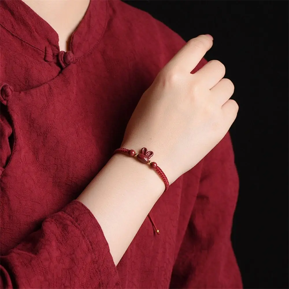 

Fashion Jewelry Rabbit Hand-Carved Chinese Zodiac Chinese Style Bracelet Braided Bracelet Women Bracelet Hand Rope