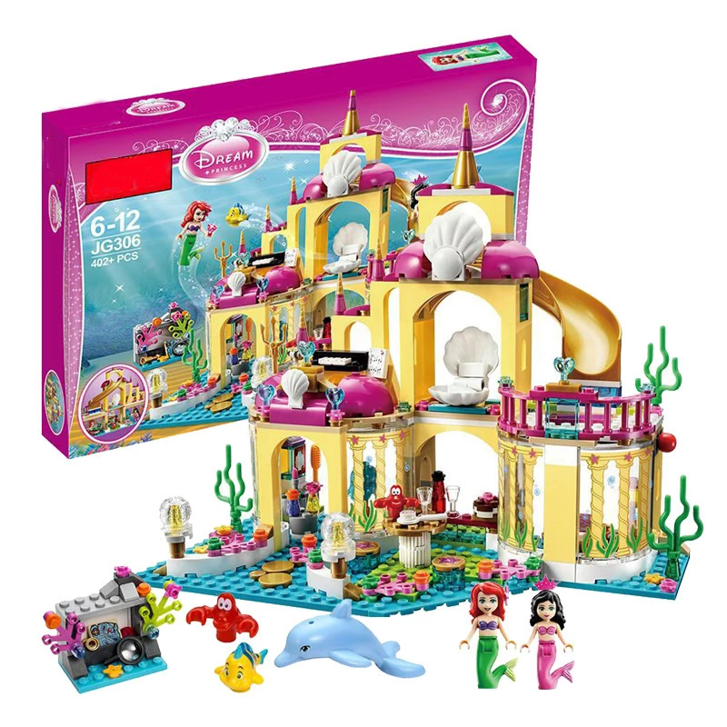 

FIT 41063 Disney Princess Ariel's Undersea Palace Castle Mermaid Undersea Palace Elsa Building Blocks Friends Bricks Toys Girl