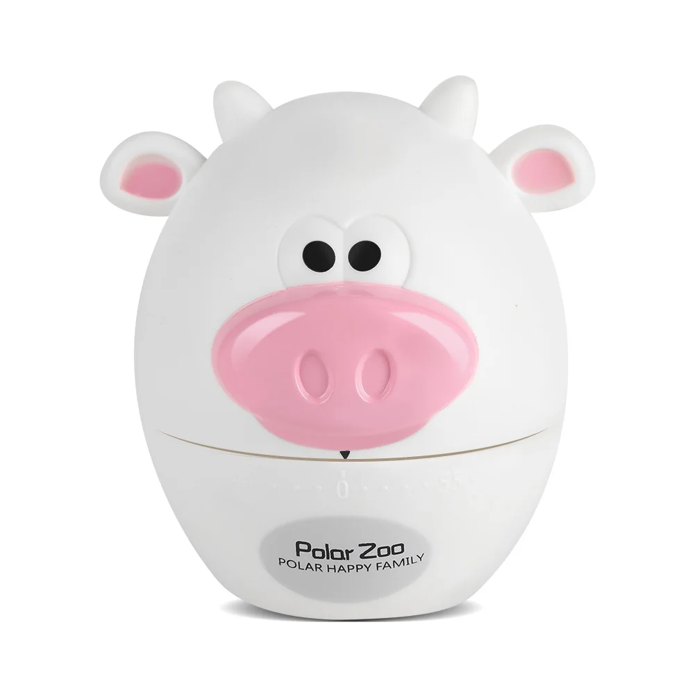 

Cute Cartoon Kitchen Timer Mechanical 55 Minutes Cooking Supplies #White Cattle Kitchen Timer