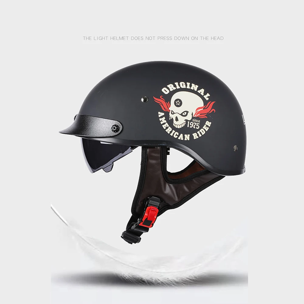 Motorcycle Helmet Retro Unisex Moto Helmet Open Face Scooter Biker Motorcycle Racing Riding Hat With DOT Certification enlarge