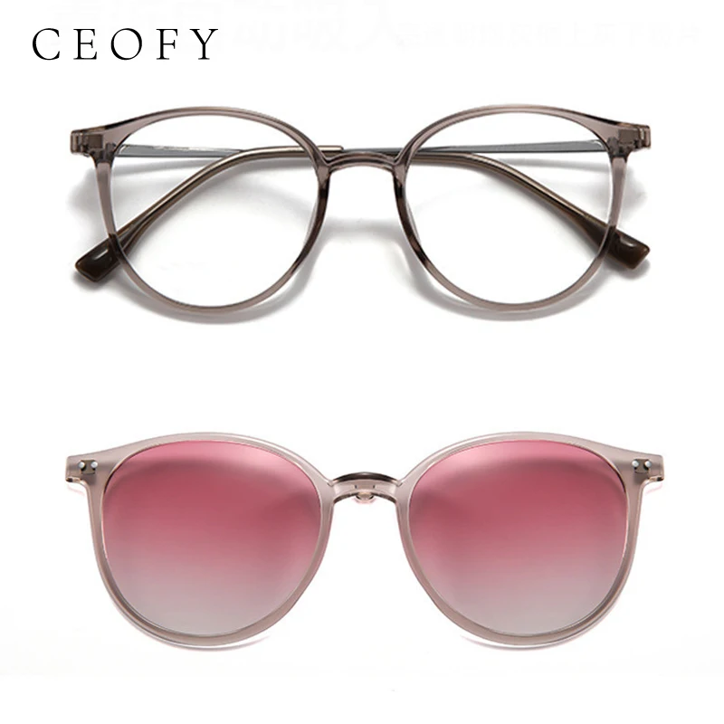 Оправа для очков Ceofy поляризационная мужчин и женщин аксессуар в круглой розовой