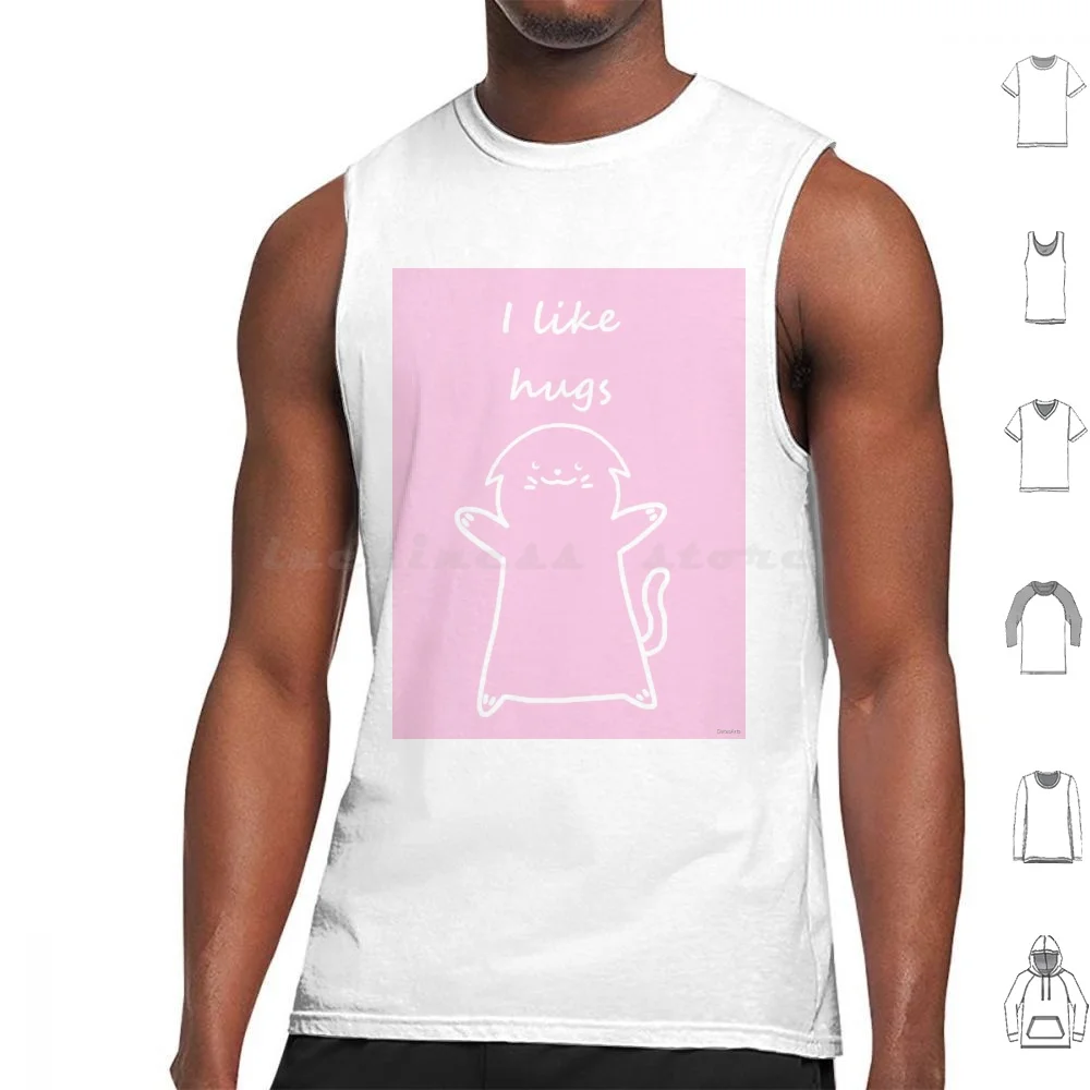 

I Like Hugs Cat ( Pink ) Tank Tops Vest Sleeveless Adorable Kitty Kawaii Kawaii Cat Hugs Cat Cat Art Line Art Cat Line Art