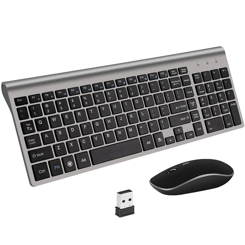 

Usb беспроводная клавиатура и мышь в комплекте, бесшумная ультратонкая Настольная компьютерная клавиатура для ноутбука, офиса, 2,4 ГГц