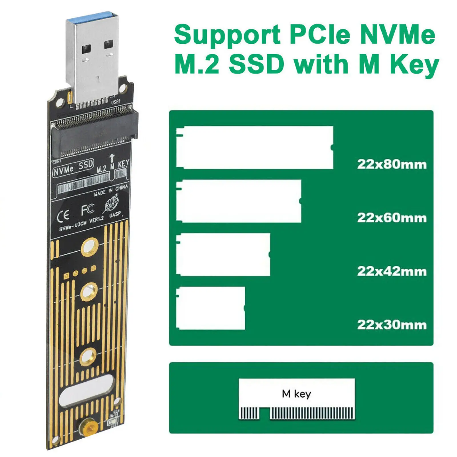 M.2 NVME Adapter USB 3.1 10Gbps Konwerter na USB-A Obsługuje M Key SSD dysku twardego