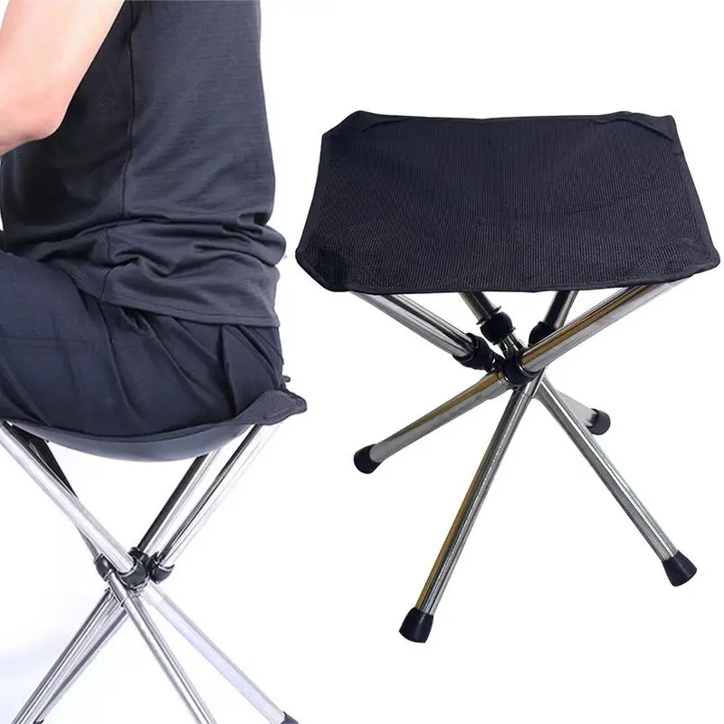 

Camp Folding Stool Folding Camping Stool Thickened Stainless Steel Legs 4-Leg Sturdy Portable Camp Stool Backpack Stools Camping