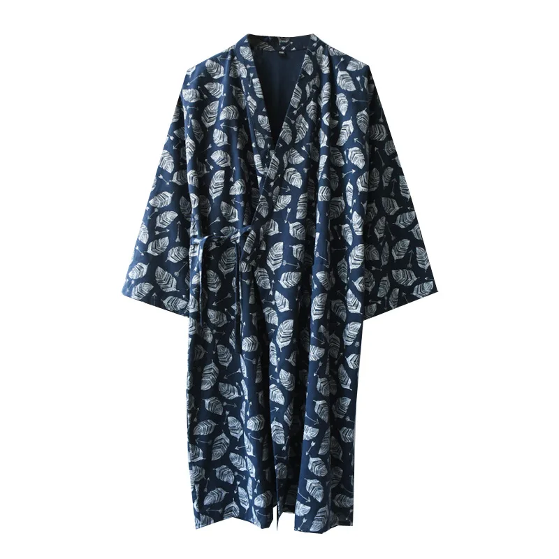 

Японская летняя и весенне-осенняя мужская одежда для сна, кимоно, хлопковая марлевая Пижама, Мужская одежда для сна, ночная рубашка, Пижама