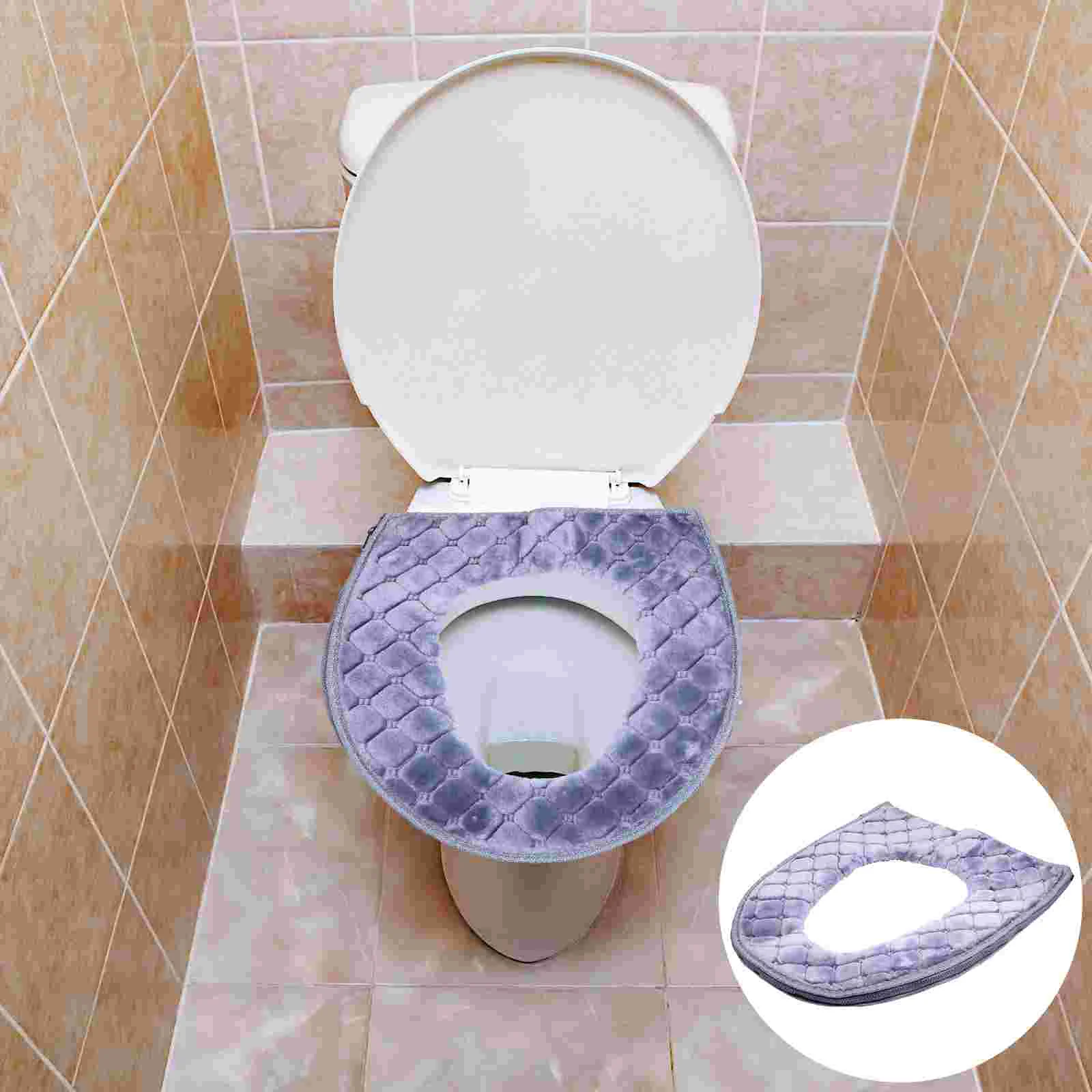 

Toilet Seat Universal Pads Keep Warm Bathroom Supplies Zipper Cushion Washable Cover Accessories