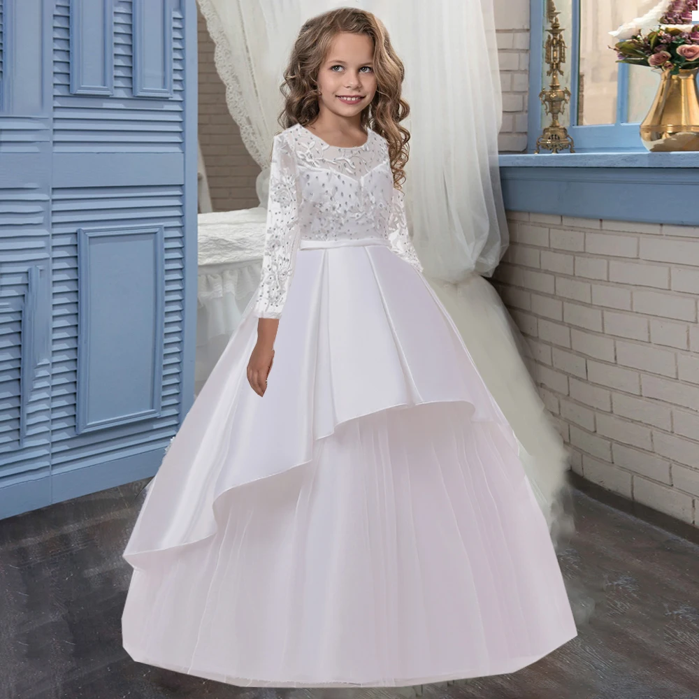 

Официальное Платье для подружки невесты, платье принцессы для девочек, детское платье для выпускного вечера с цветочным рисунком, свадебно...