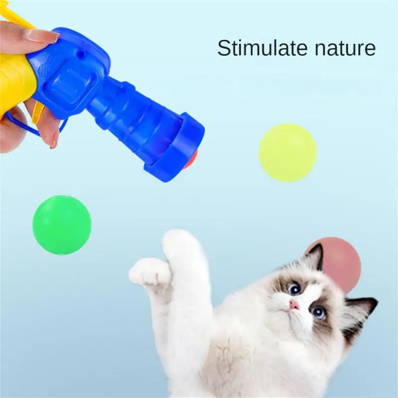 

Funny Cat Toys Interactive Teaser Cat Dog Plush Ball Shooting Gun Launcher Training Toy Self-help Relief Cat Toys Pet Supplies