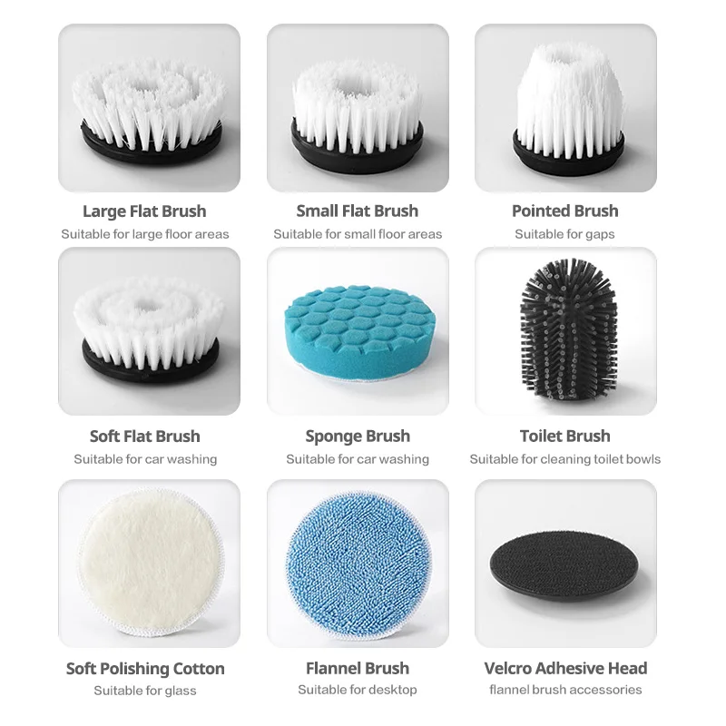 Беспроводная Электрическая Щетка Для Чистки 8-в-1 С Жк-дисплеем Длинная Ручка