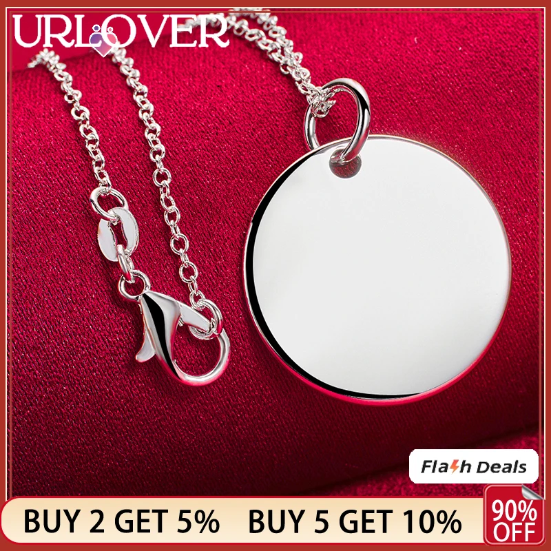 Цепочка с круглым кулоном Женская из серебра 925 пробы 16-30 дюймов