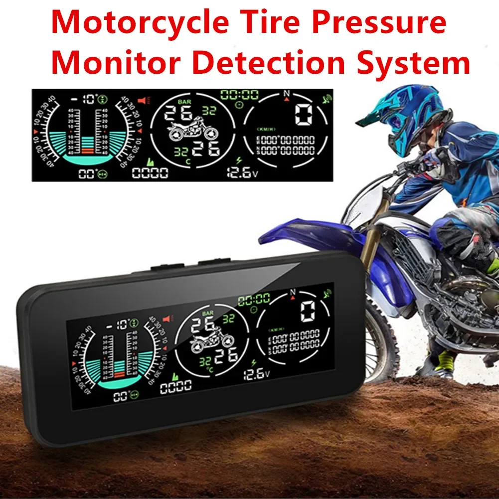 

NEW2023 F3 Motorcycle 3 IN 1 Tire Pressure Monitor GPS Speedometer Vehicle Speed Tachometer Slope Meter TPMS LCD Digital HUD