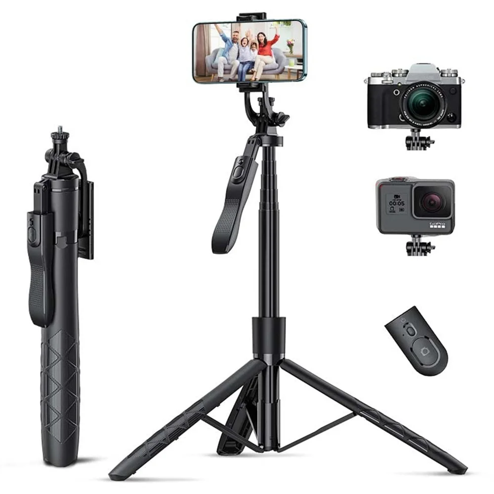 

Upgraded Extendable Phone Tripod Selfie Stick Tripod with Remote for Iphone 14 13 12 Samsung Phone Gopro Camera Video Recording