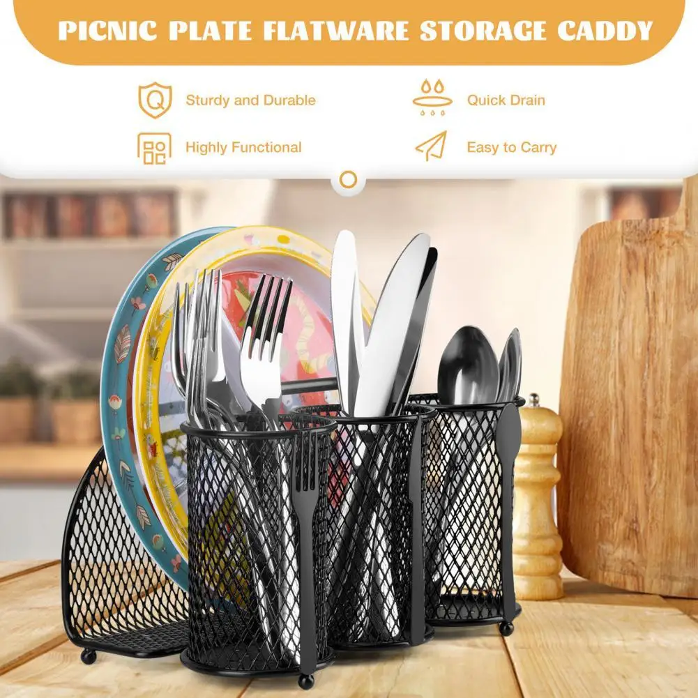 

Countertop Utensil Holder Large Capacity Space-saving Lightweight High Load-bearing Capacity Cutlery Rack Kitchen Supplies