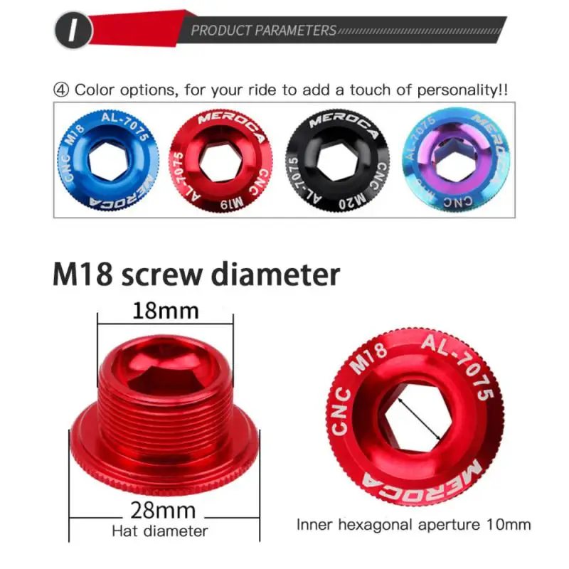 

Cycling Parts Crankset Cover Aluminum Alloy M18 M19 M20 Mountain Bike Crank Cover Crank Cover Screws Cranks Screw Uesful